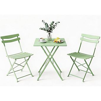 3 pc Folding Patio Bistro Set, Patio Table & Chairs, No Assembly, Balcony Garden