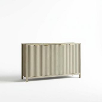 55" Fluted Buffet Sideboard Cabinet, 4-Door Kitchen Storage Accent Cabinet with Adjustable Shelf