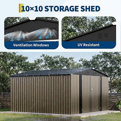 ANIXOL 10x10 FT Outdoor Metal Storage Shed
