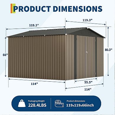 ANIXOL 10x10 FT Outdoor Metal Storage Shed