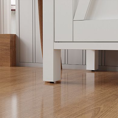 Farmhouse Entryway Storage Cabinet with Barn Doors and Adjustable Shelf, Rustic Sideboard Console