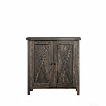 Farmhouse Entryway Storage Cabinet with Barn Doors and Adjustable Shelf, Rustic Sideboard Console
