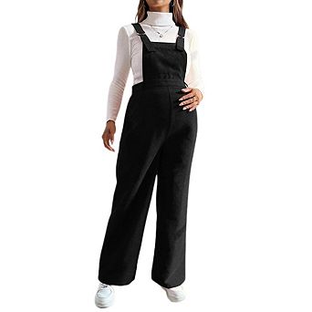 Women's Maternity Corduroy Overalls Elastic Waist Wide Leg Home Wear Everyday Outings