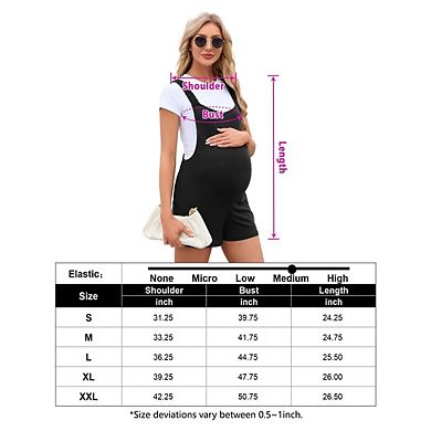 Women's Maternity Overalls Shorts Pregnancy Casual Sleeveless Jumpsuits With Pocket