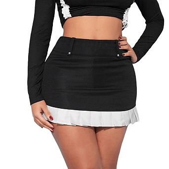 Women's High-Waisted A-Line Pleated Skorts Colorblock Mini Style