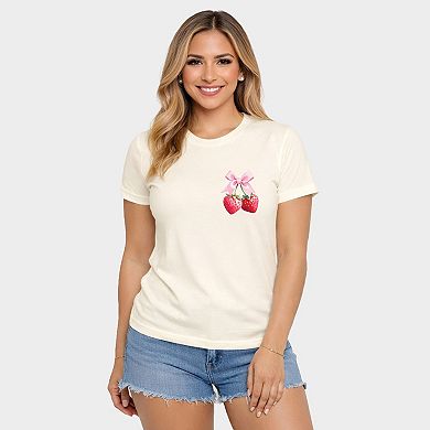 Coquette Strawberry Watercolor - Women's Short Sleeve Graphic T-Shirt