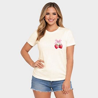 Coquette Strawberry Watercolor - Women's Short Sleeve Graphic T-Shirt