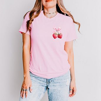 Coquette Strawberry Watercolor - Women's Short Sleeve Graphic T-Shirt