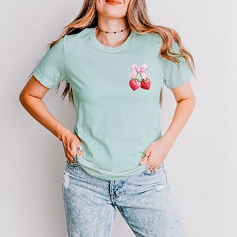 Coquette Strawberry Watercolor - Women's Short Sleeve Graphic T-Shirt