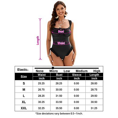 Women's One Piece Swimsuit, Ruched Tie Back Bathing Suit with Ruffle Hem for Beach Vacation