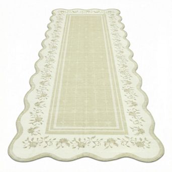 Area Rugs Scalloped Edge Rug Neutral Washable Bedroom Under Bed Rug Foldable Entryway Rugs