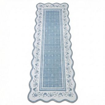 Area Rugs Scalloped Edge Rug Neutral Washable Bedroom Under Bed Rug Foldable Entryway Rugs