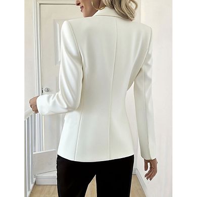 Women Daily Office Tailored Single Breasted Blazer Notch Lapel Office Suit Jacket