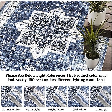 Boho Low Pile Rugs, Non Slip Washable Carpet for Kitchen, Laundry Room, Bathroom