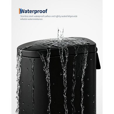 ANIXOL 2.6 Gallon/10L Slim Step Trash Can with Lid，Foot Pedal