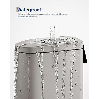 ANIXOL 2.6 Gallon/10L Slim Step Trash Can with Lid，Foot Pedal