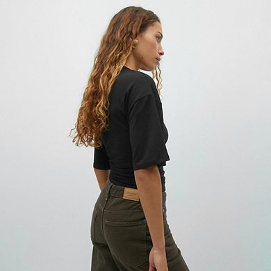 Womens Half Sleeve Crop Tops Casual Short Sleeve Loose Fit Summer Shirts