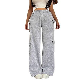 Women's Wide-Leg Sweatpants Drawstring Waist & Pockets, Casual Street Style