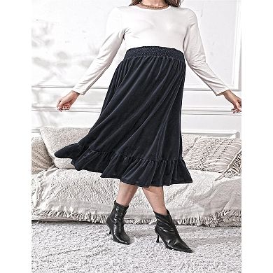 Women's Maternity High Waist Midi Skirt Elastic Soft