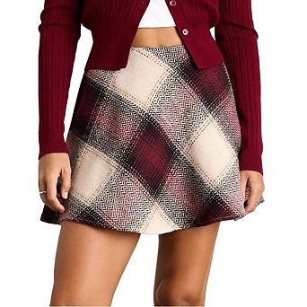 Women's Plaid Mini Skirt High-Waist Bodycon A-Line Style