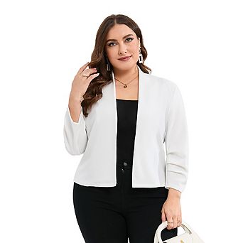 Plus Size Casual Blazer for Women, Loose Slimming Office Open Front Blouse, Commute Suit Jacket