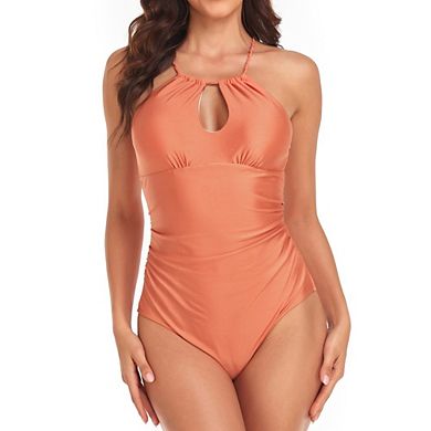 Women's One Piece Swimsuit Spaghetti Straps Keyhole Cutout Suit Slim Swimwear