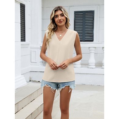 Women's V Neck Blouse Causal Dressy Short Sleeve Button Front Work Office Top