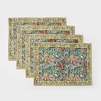 Placemats Block Printed Cotton Floral