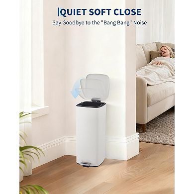 ANIXOL 8-Gallon Square Stainless Steel Trash Can，Foot Pedal