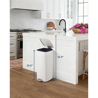 ANIXOL 8-Gallon Square Stainless Steel Trash Can，Foot Pedal