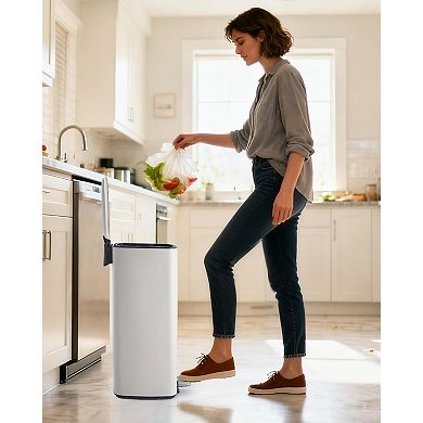 ANIXOL 8-Gallon Square Stainless Steel Trash Can，Foot Pedal