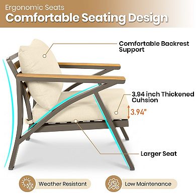 Eazegath 6-Piece Outdoor Steel Frame Conversation Sofa Set with Ottomans and Coffee Table