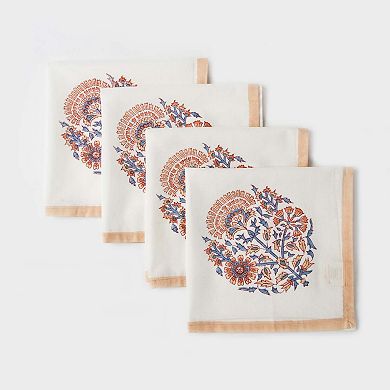 Napkins Block Printed Cotton Floral