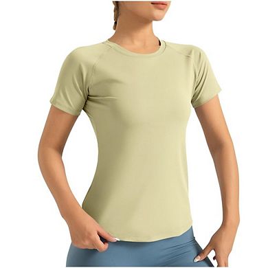 Womens Athletic Shirts Short Sleeve Crew Neck Tshirts for Yoga Gym