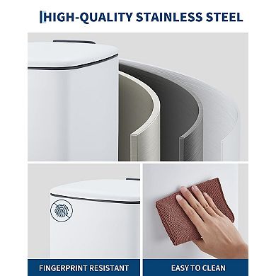 ANIXOL 8-Gallon Square Stainless Steel Trash Can，Foot Pedal
