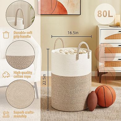 Woven Cotton Rope Hamper for Clothes Storage