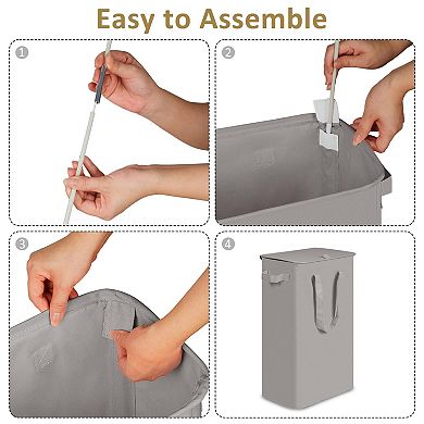 Slim Laundry Hamper Collapsible Dirty Clothes Bin With Handles
