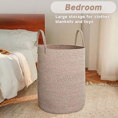 Woven Cotton Rope Laundry Hamper Storage Bin Gift Basket