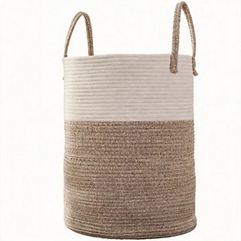 Woven Cotton Rope Laundry Hamper Storage Bin Gift Basket