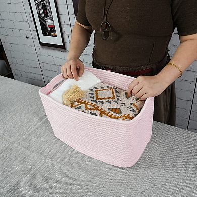 3pc Cotton Rope Woven Storage Basket Bins for Organizing Shelves