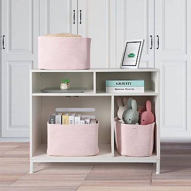 3pc Cotton Rope Woven Storage Basket Bins for Organizing Shelves