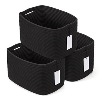 3 pc Cotton Rope Woven Storage Basket Bins for Organizing Shelves