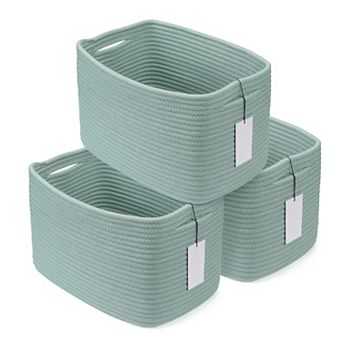 3 pc Cotton Rope Woven Storage Basket Bins for Organizing Shelves