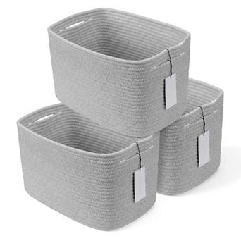 3 pc Cotton Rope Woven Storage Basket Bins for Organizing Shelves