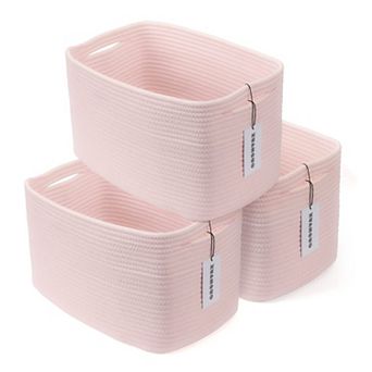 3 pc Cotton Rope Woven Storage Basket Bins for Organizing Shelves