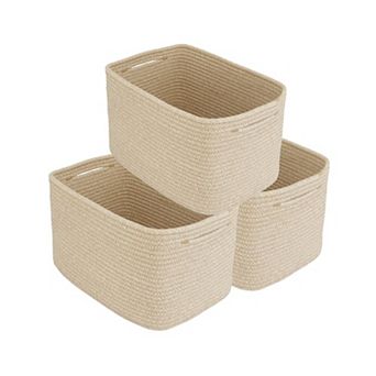 3 pc Cotton Rope Woven Storage Basket Bins for Organizing Shelves