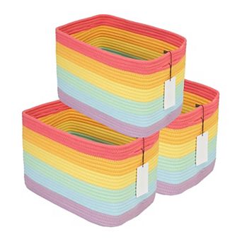 3 pc Cotton Rope Woven Storage Basket Bins for Organizing Shelves