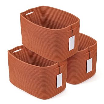 3 pc Cotton Rope Woven Storage Basket Bins for Organizing Shelves