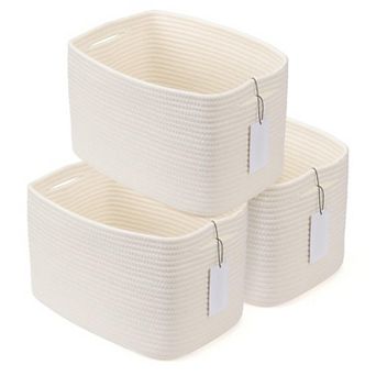 3 pc Cotton Rope Woven Storage Basket Bins for Organizing Shelves
