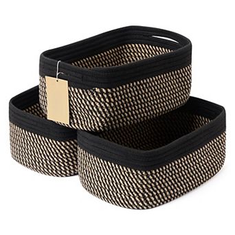 3 pc Small Woven Rope Storage Baskets Shelf Organizer Gift Basket